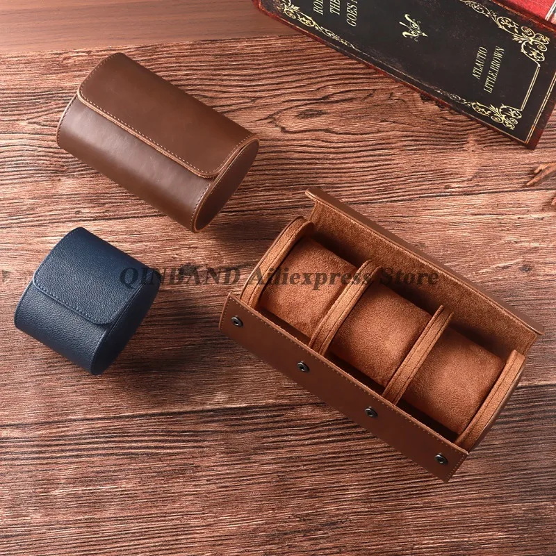 Boîte à Montres Etui Cuir PU 1/3 Emplacements Bouton Pression Sécurisé Voyage – Image 3