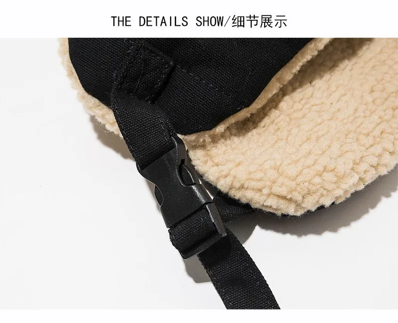 Chapeaux de bombardier épais coupe-vent en laine d\'agneau pour hommes, garde au chaud en hiver, casquette de ski en plein air