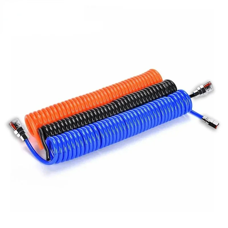Tube de tuyau de compresseur d'air en PU, outil d'air Flexible avec connecteur, tuyau pneumatique en spirale à ressort en polyuréthane avec joint, 3/6/9/12/15M