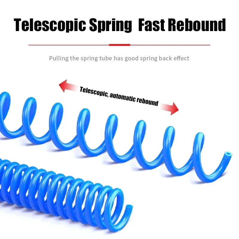 Tube de tuyau de compresseur d\'air en PU, outil d\'air Flexible avec connecteur, tuyau pneumatique en spirale à ressort en polyuréthane avec joint, 3/6/9/12/15M