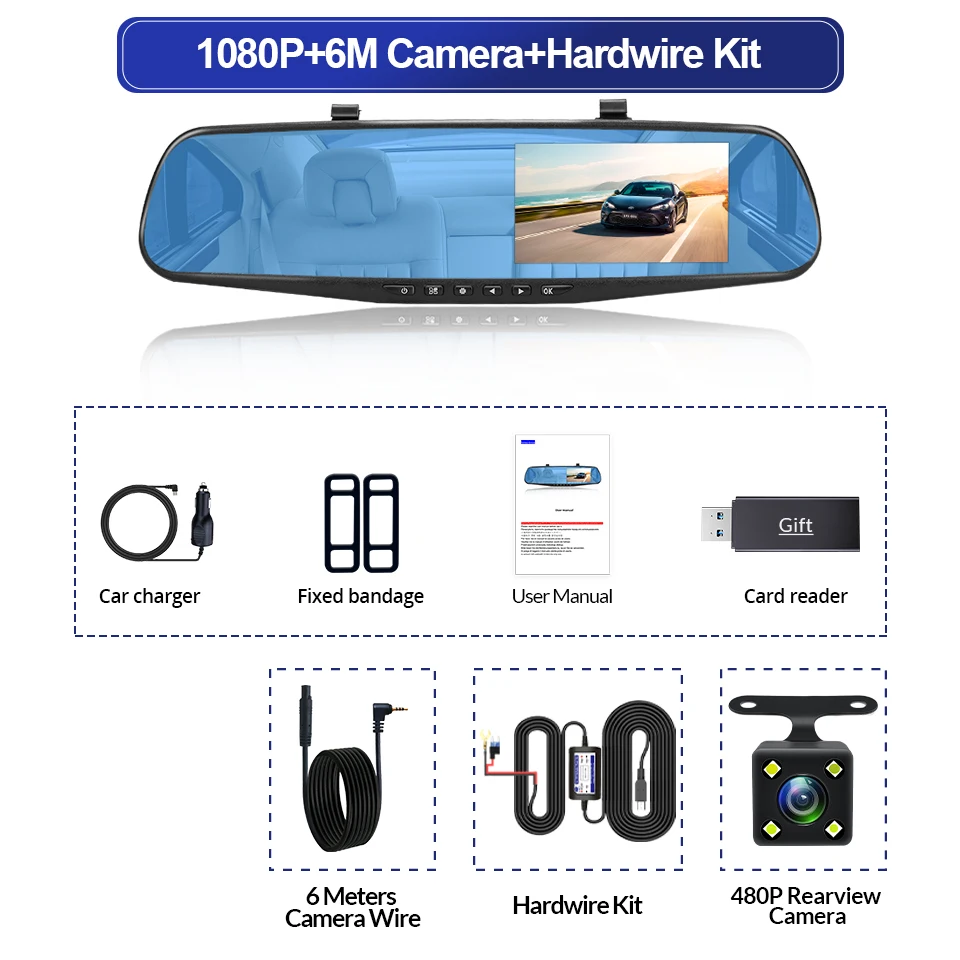 Dashcam + Caméra Arrière + Kit Parking 24h