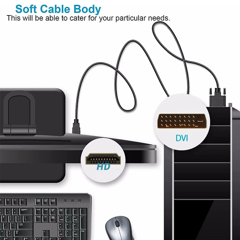 Câble HDMI vers DVI Mâle 24+1 1080P pour PC TV HD PS3 PS4 Ecran d'Ordinateur – Image 3