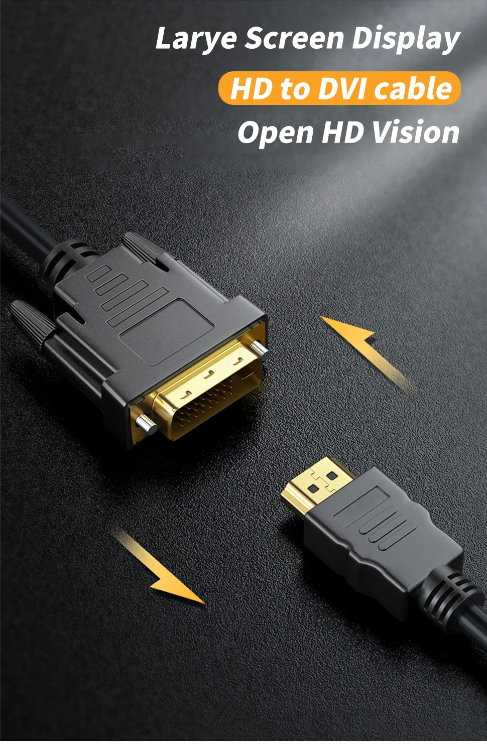 Câble HDMI vers DVI mâle 24 + 1, adaptateur DVI-D mâle, convertisseur 1080P pour PC HDTV DVD Xbox PS4/3, moniteur d'ordinateur portable, projecteur Câble HDMI vers DVI mâle 24 + 1, adaptateur DVI-D mâle, convertisseur 1080P pour PC HDTV DVD Xbox PS4/3, moniteur d'ordinateur portable, projecteur