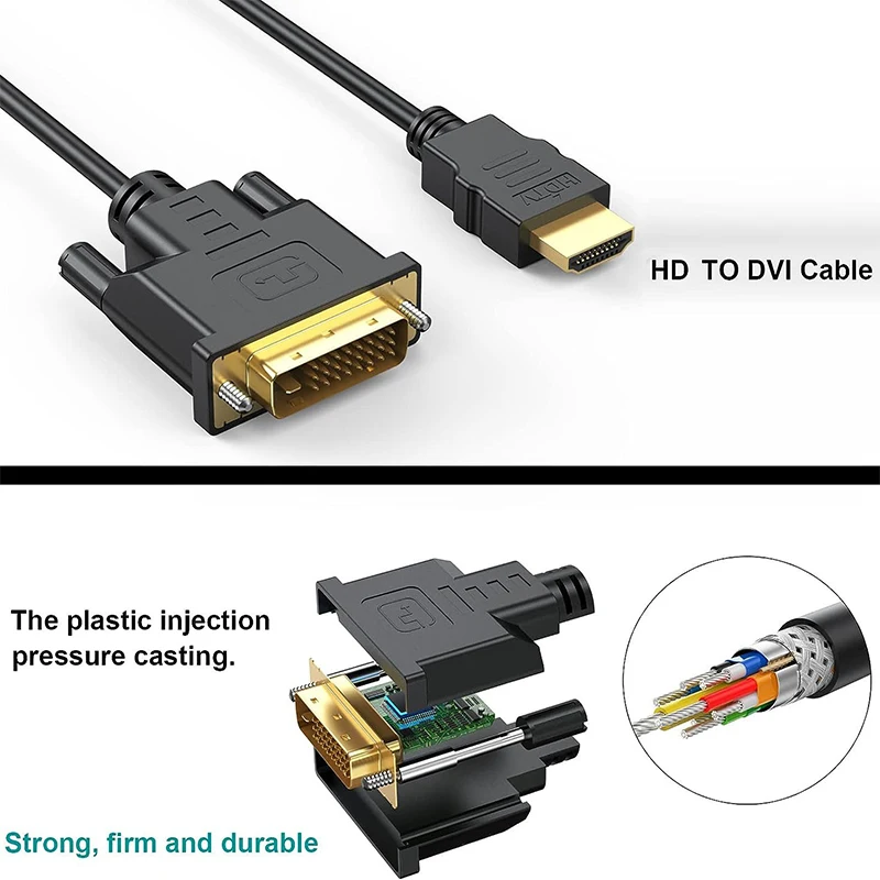 Câble HDMI vers DVI Mâle 24+1 1080P pour PC TV HD PS3 PS4 Ecran d'Ordinateur – Image 4