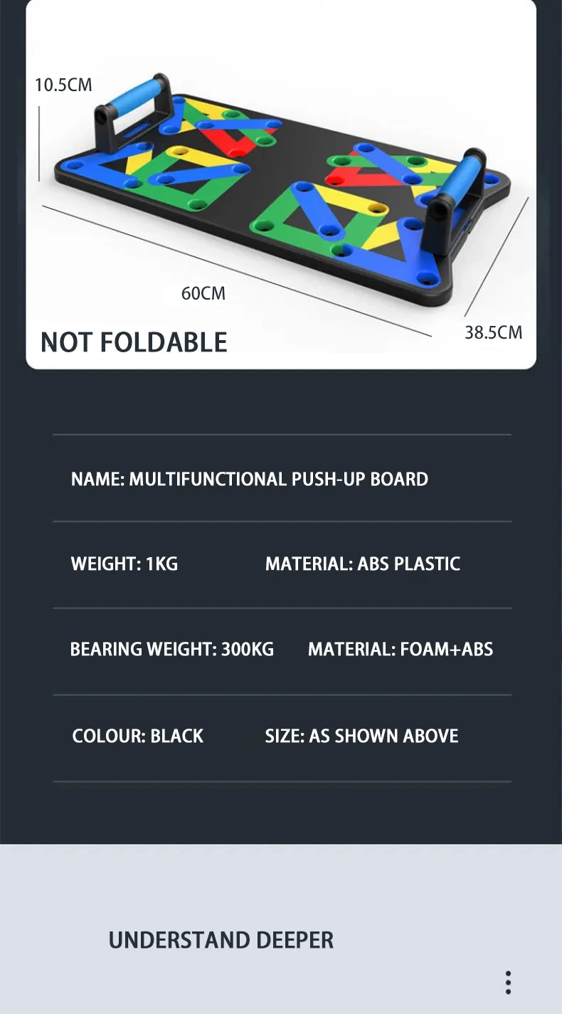 Ensemble de planche de push-up portable, barre multifonctionnelle, équipement de fitness pliable, entraînement de la poitrine, de l'abdomen, des bras et du dos