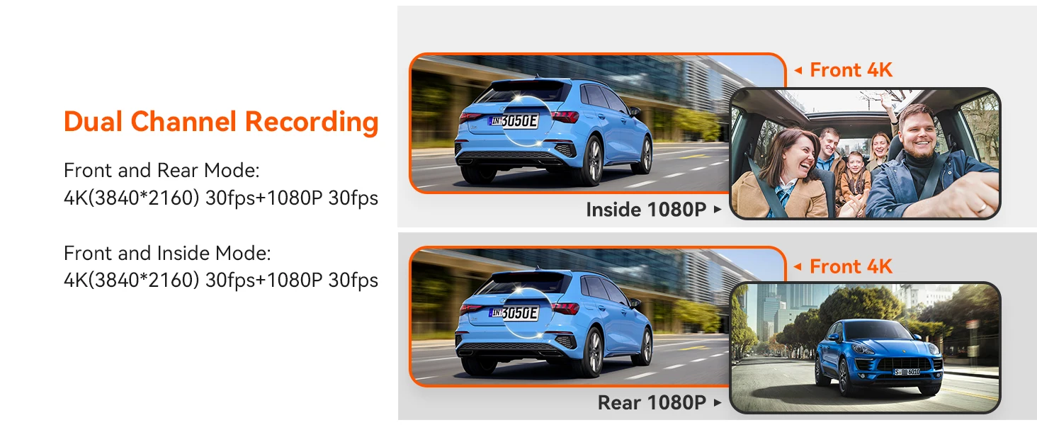 3 canaux voiture DVR UHD 4K 3 lentilles à l'intérieur du véhicule caméra de tableau de bord caméra à trois voies DVR enregistreur enregistreur vidéo GPS Dashcam caméscope