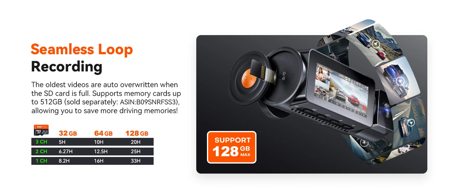 3 canaux voiture DVR UHD 4K 3 lentilles à l'intérieur du véhicule caméra de tableau de bord caméra à trois voies DVR enregistreur enregistreur vidéo GPS Dashcam caméscope