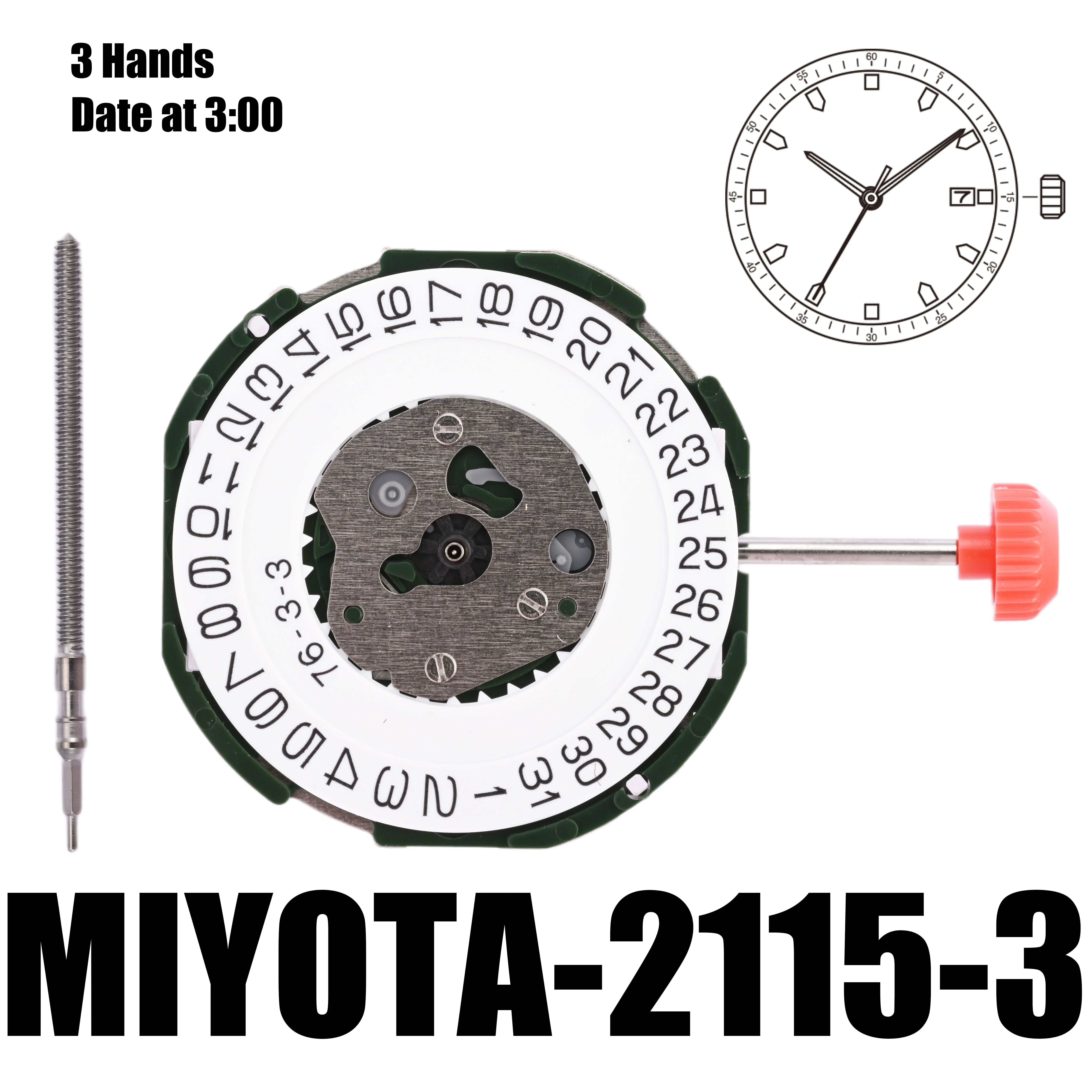Mouvement Mécanisme de Montre Miyota 2115-3 Japan CWMJ Quartz à Pile Date – Image 2