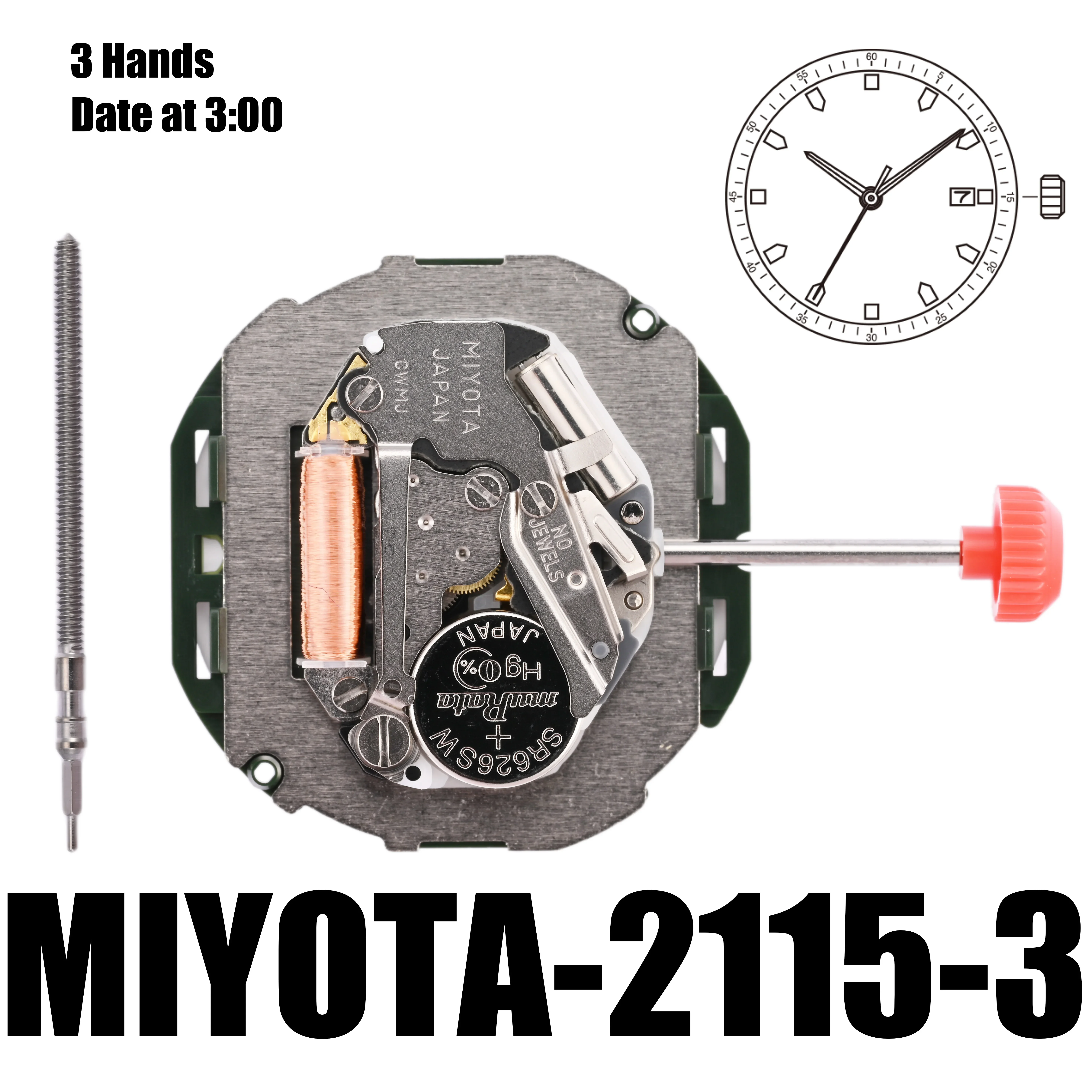 Mouvement Mécanisme de Montre Miyota 2115-3 Japan CWMJ Quartz à Pile Date – Image 3