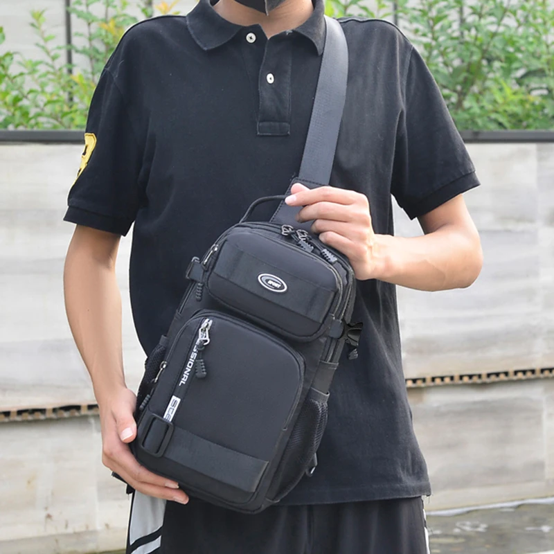 Sac Sacoche Homme Porté Epaule Bandoulière Poches Porte Bouteille Oxford Etanche – Image 5