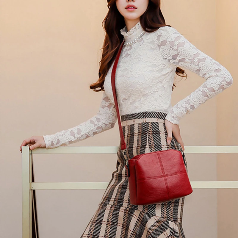 Sac à bandoulière Vintage en cuir PU souple pour femmes, carré de couleur unie, pour femmes d\'âge moyen, nouveaux grands sacs messager pour dames