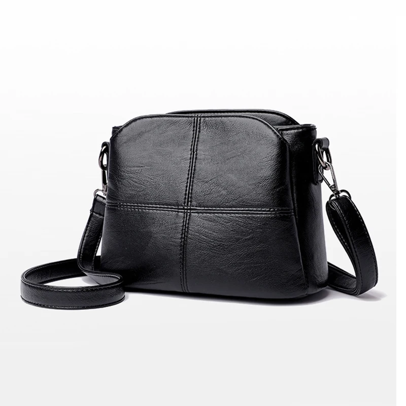 Sac à bandoulière Vintage en cuir PU souple pour femmes, carré de couleur unie, pour femmes d\'âge moyen, nouveaux grands sacs messager pour dames