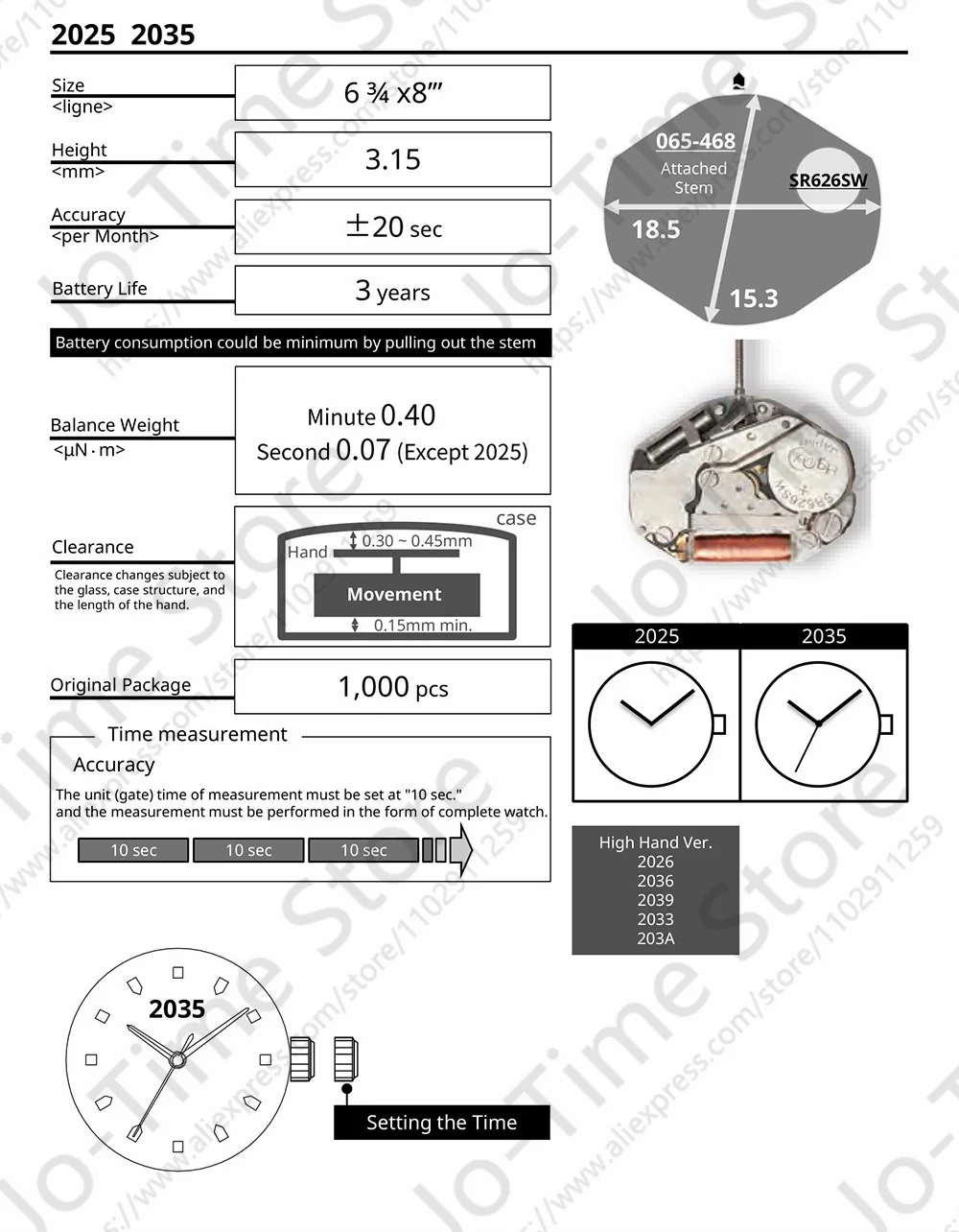 Miyota Super 2035 mouvement à Quartz doré 3 aiguilles accessoire de haute qualité boîtier en argent pièce d\'origine pour la réparation de montres