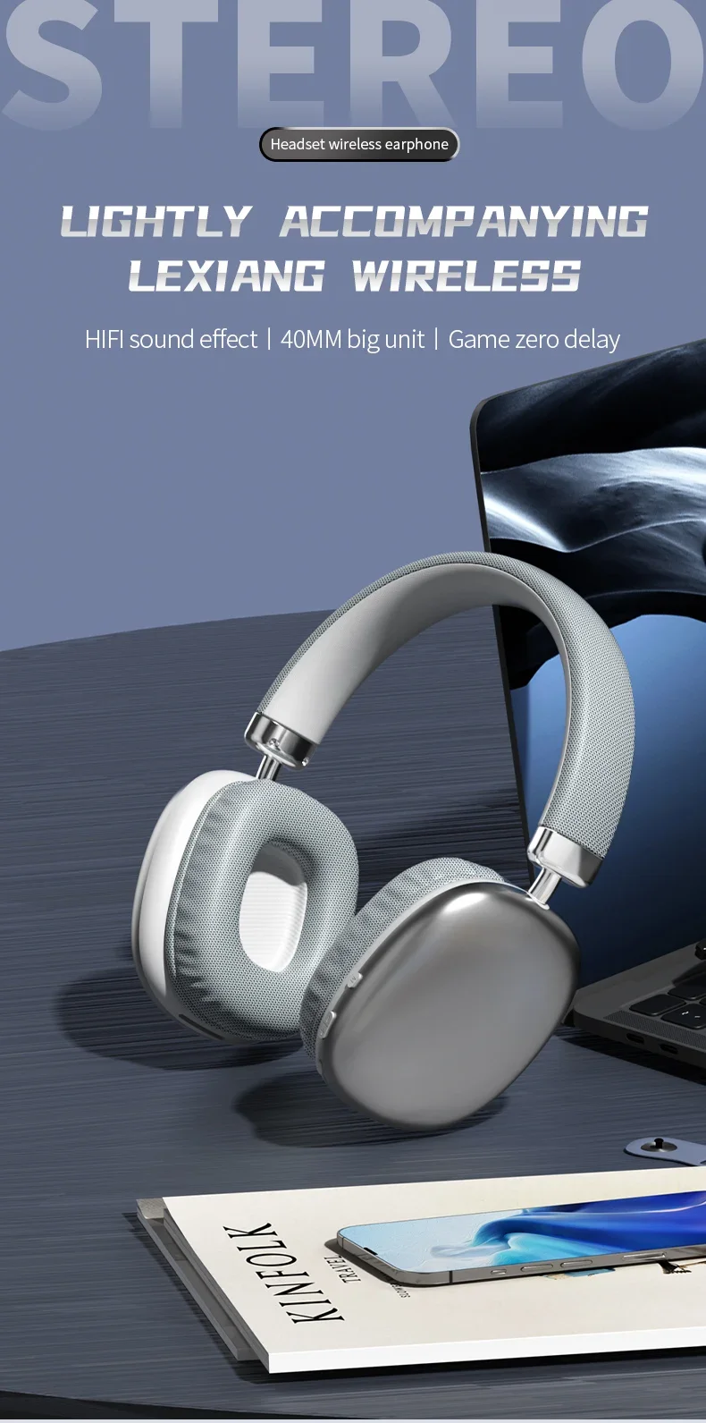 2025 nouveau Air Max Bluetooth écouteur sur l\'oreille casque sans fil stéréo surround casque de jeu pour Apple Iphone Xiaomi téléphone
