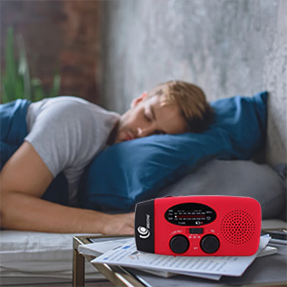 Radio AM/FM 2000mAh avec lampe torche LED, radio portable pour le camping en plein air, radio solaire à manivelle rechargeable, lumières d'urgence SOS