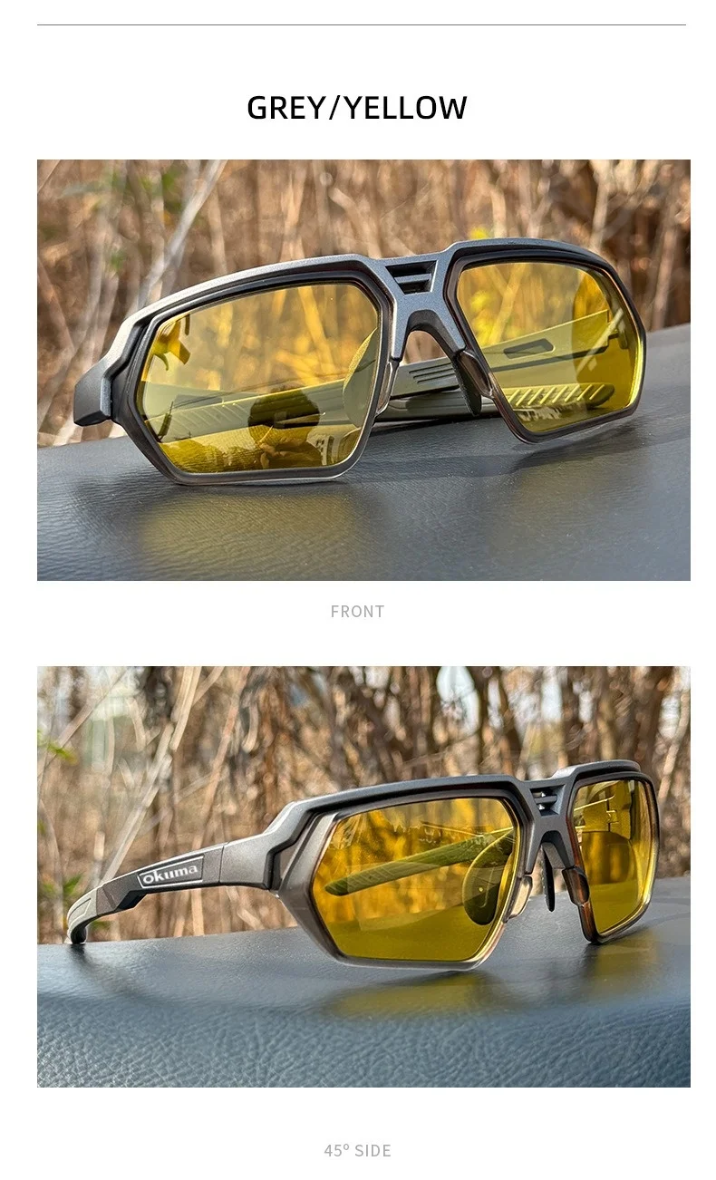 Lunettes de pêche d\'extérieur OKUMA 2026, nouvelle collection, polarisées UV400 pour la détection des poissons, idéales pour le cyclisme, la randonnée et l\'alpinisme.