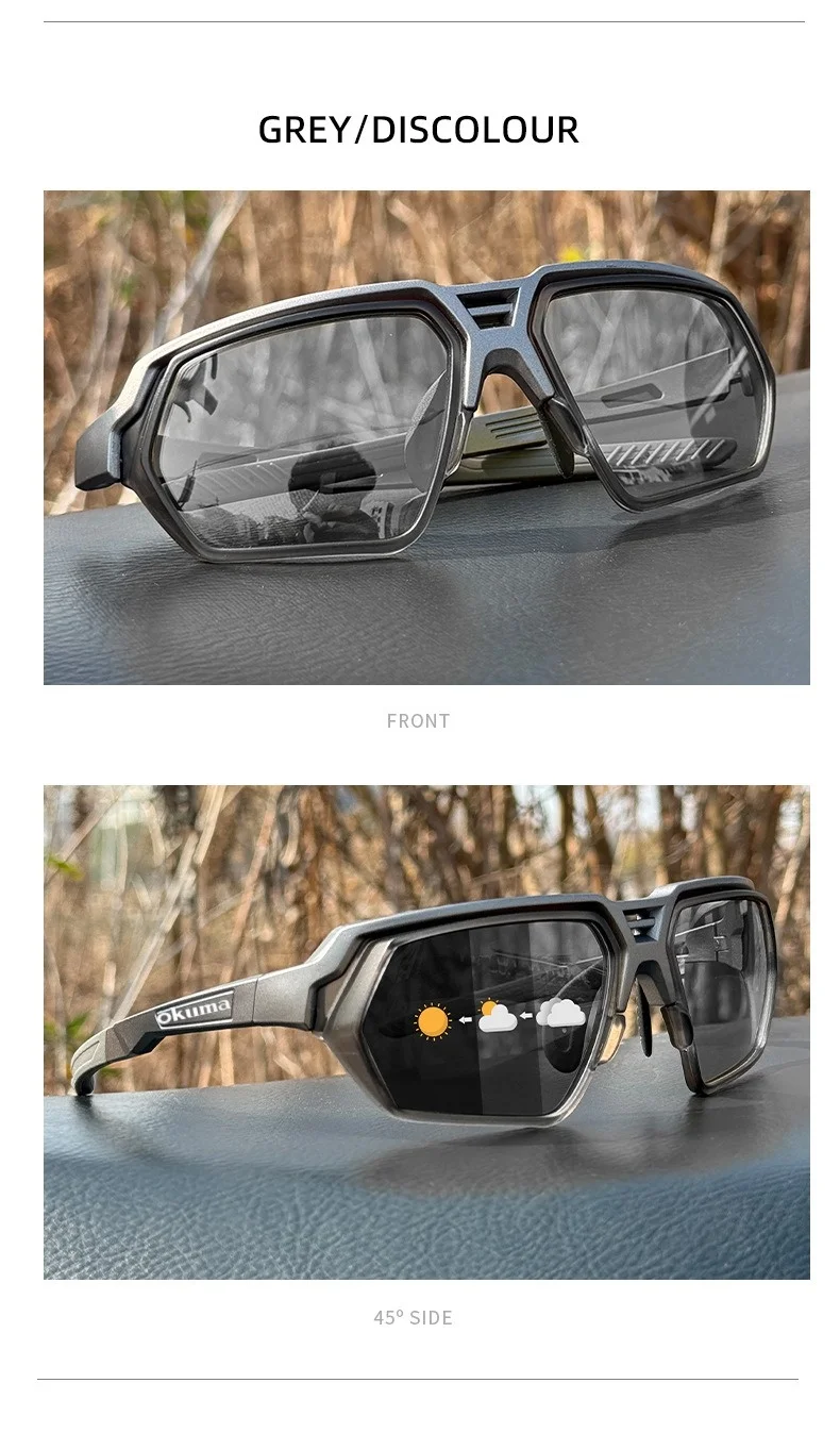 Lunettes de pêche d\'extérieur OKUMA 2026, nouvelle collection, polarisées UV400 pour la détection des poissons, idéales pour le cyclisme, la randonnée et l\'alpinisme.