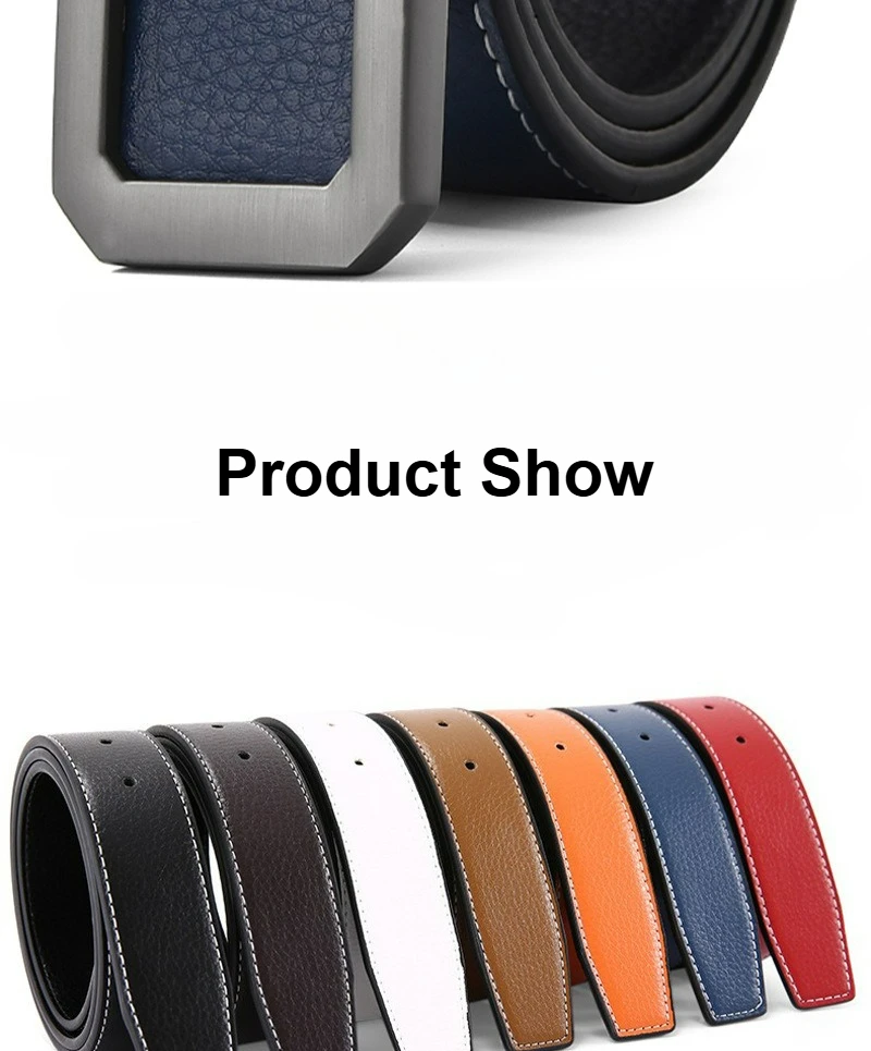 Ceinture en cuir véritable pour hommes, boucle carrée avec lettres, costume d\'affaires décontracté, accessoires en jean, ceinture classique polyvalente 3.3cm
