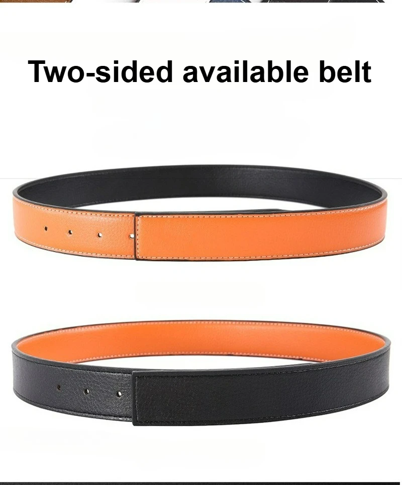 Ceinture en cuir véritable pour hommes, boucle carrée avec lettres, costume d\'affaires décontracté, accessoires en jean, ceinture classique polyvalente 3.3cm