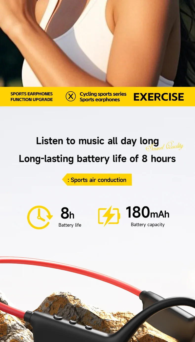 Casque à conduction osseuse sans fil pour la natation et le sport, étanche IPX8, Bluetooth 5.4 avec micro, pour l'exercice et le fitness, NOUVEAU 2026