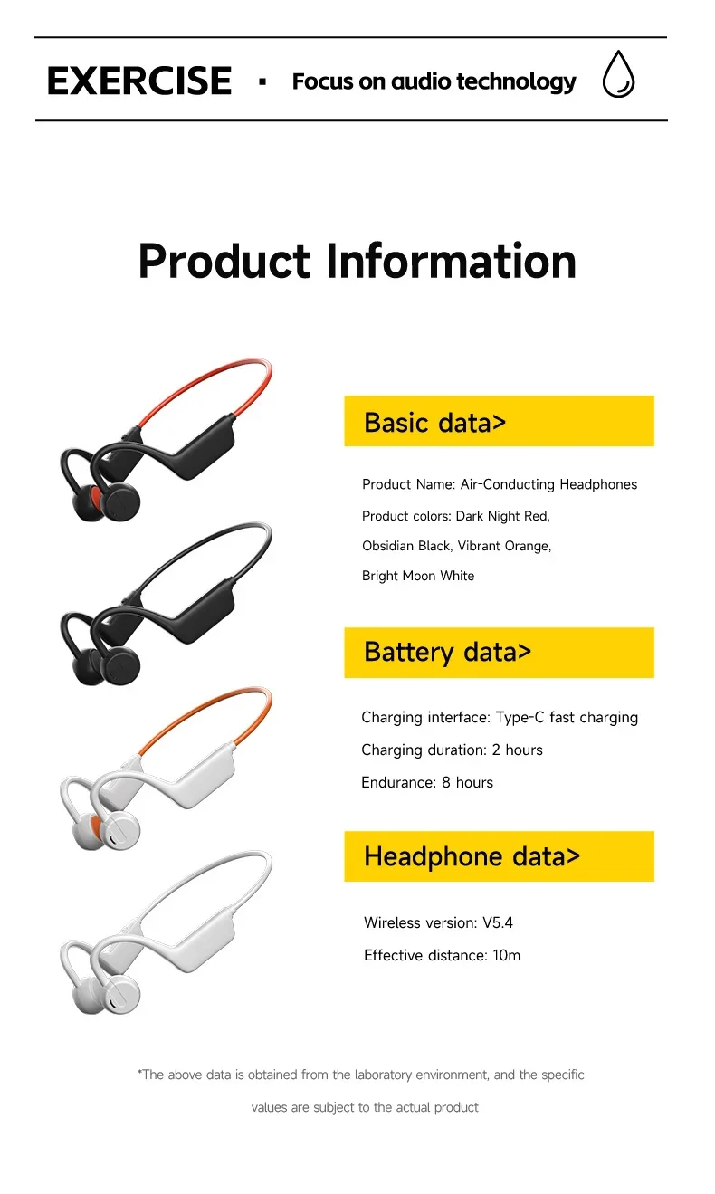 Casque à conduction osseuse sans fil pour la natation et le sport, étanche IPX8, Bluetooth 5.4 avec micro, pour l'exercice et le fitness, NOUVEAU 2026
