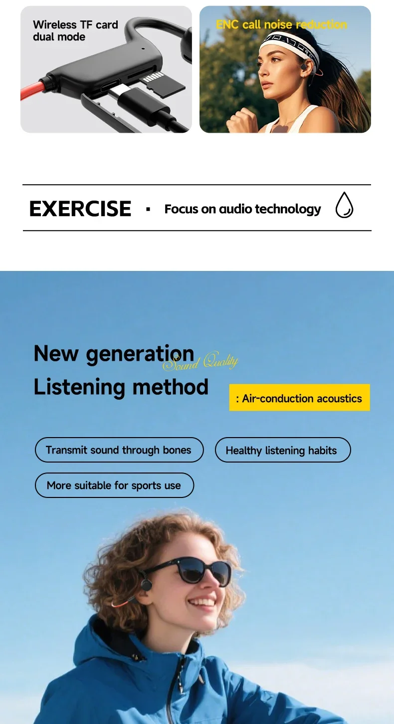 Casque à conduction osseuse sans fil pour la natation et le sport, étanche IPX8, Bluetooth 5.4 avec micro, pour l'exercice et le fitness, NOUVEAU 2026