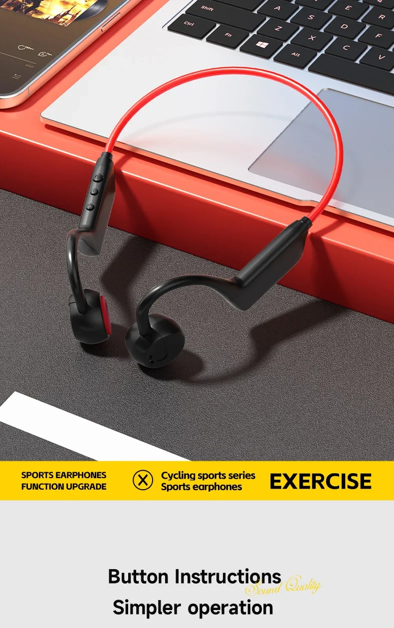 Casque à conduction osseuse sans fil pour la natation et le sport, étanche IPX8, Bluetooth 5.4 avec micro, pour l'exercice et le fitness, NOUVEAU 2026