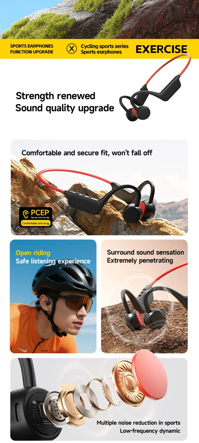 Casque à conduction osseuse sans fil pour la natation et le sport, étanche IPX8, Bluetooth 5.4 avec micro, pour l'exercice et le fitness, NOUVEAU 2026