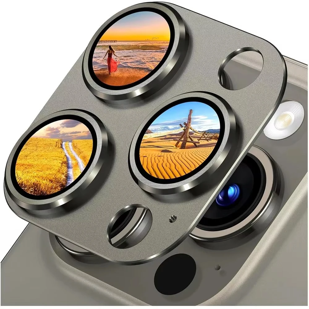 Protecteur d\'objectif de caméra en métal, 3 pièces, verre pour iPhone 15 17 13 11 14 16 Pro Max 13 12 Mini, protecteur d\'écran arrière anti-rayures