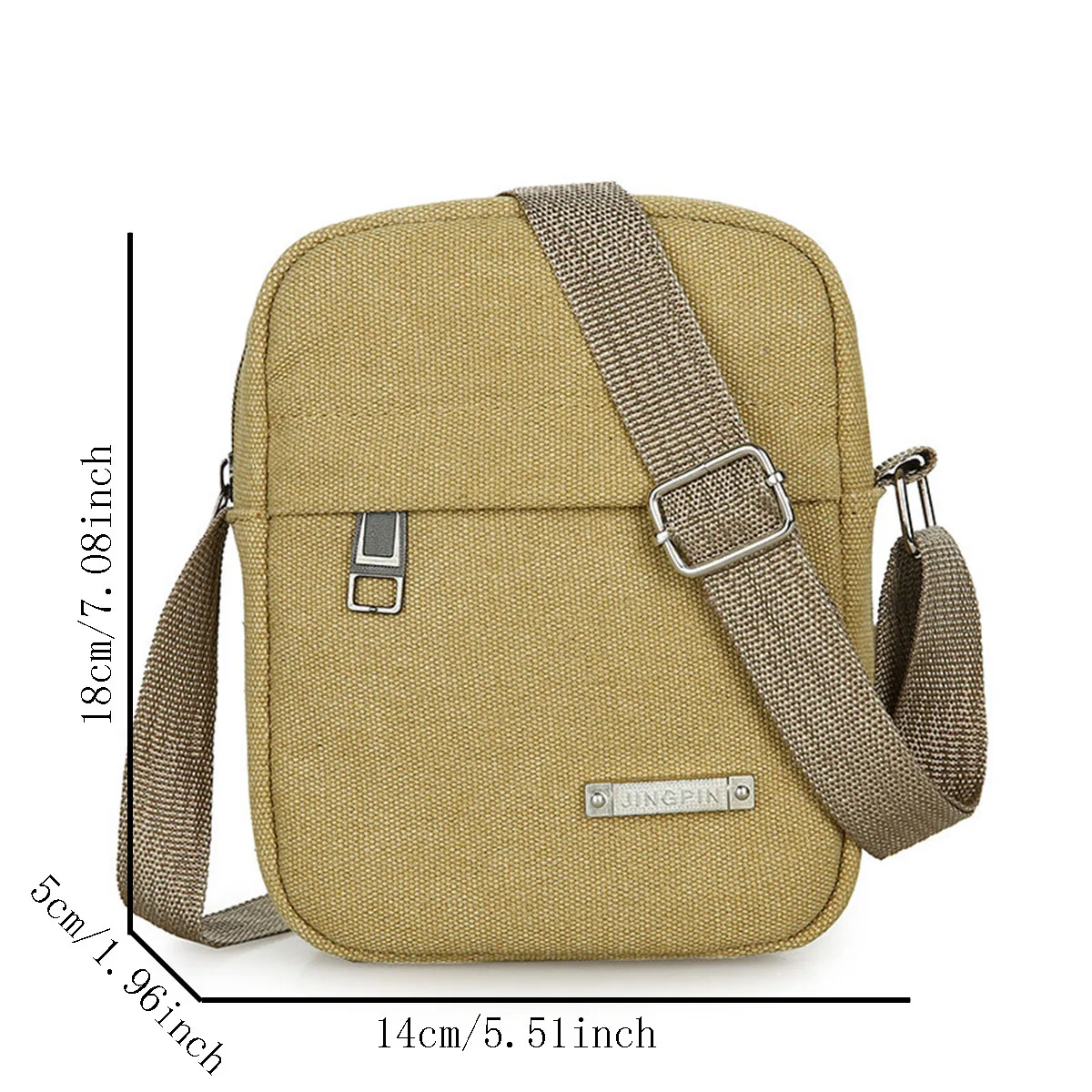 Sac Sacoche Homme Bandoulière Toile Nylon Poche Avant Fourre-Tout Téléphone Clés – Image 3