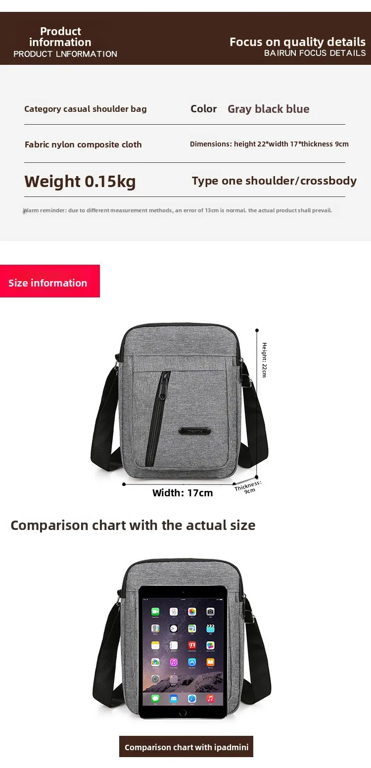 Sac à bandoulière en toile de Sport pour hommes polyvalent réglable adapté aux vêtements d'affaires et décontractés parfait pour les sacs à main de voyage Bolsa