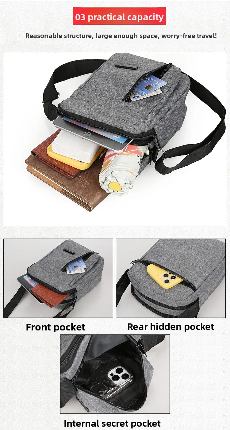 Sac à bandoulière en toile de Sport pour hommes polyvalent réglable adapté aux vêtements d\'affaires et décontractés parfait pour les sacs à main de voyage Bolsa