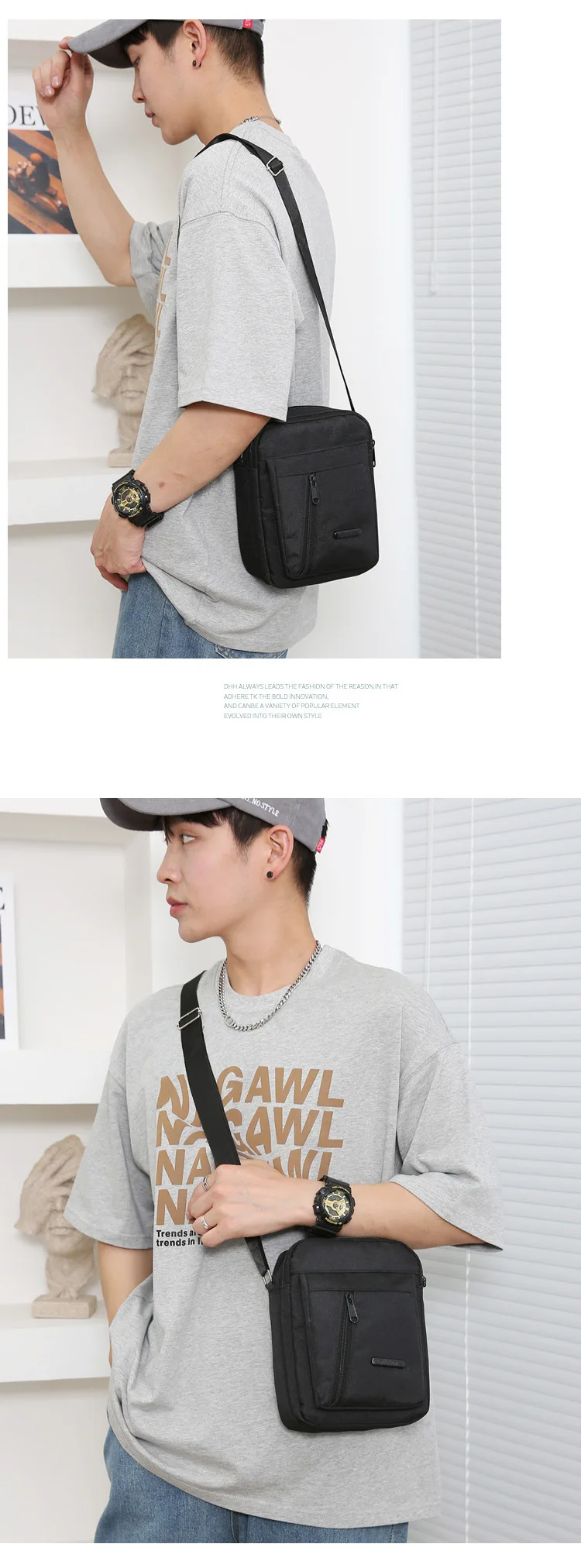 Sac à bandoulière en toile de Sport pour hommes polyvalent réglable adapté aux vêtements d\'affaires et décontractés parfait pour les sacs à main de voyage Bolsa