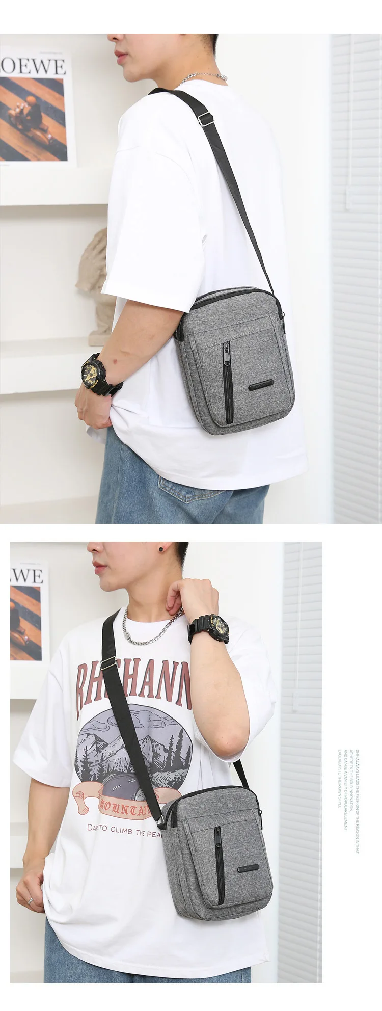Sac à bandoulière en toile de Sport pour hommes polyvalent réglable adapté aux vêtements d\'affaires et décontractés parfait pour les sacs à main de voyage Bolsa
