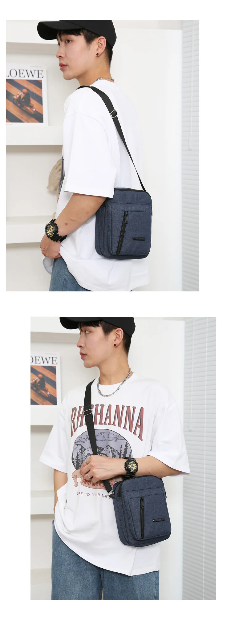 Sac à bandoulière en toile de Sport pour hommes polyvalent réglable adapté aux vêtements d\'affaires et décontractés parfait pour les sacs à main de voyage Bolsa