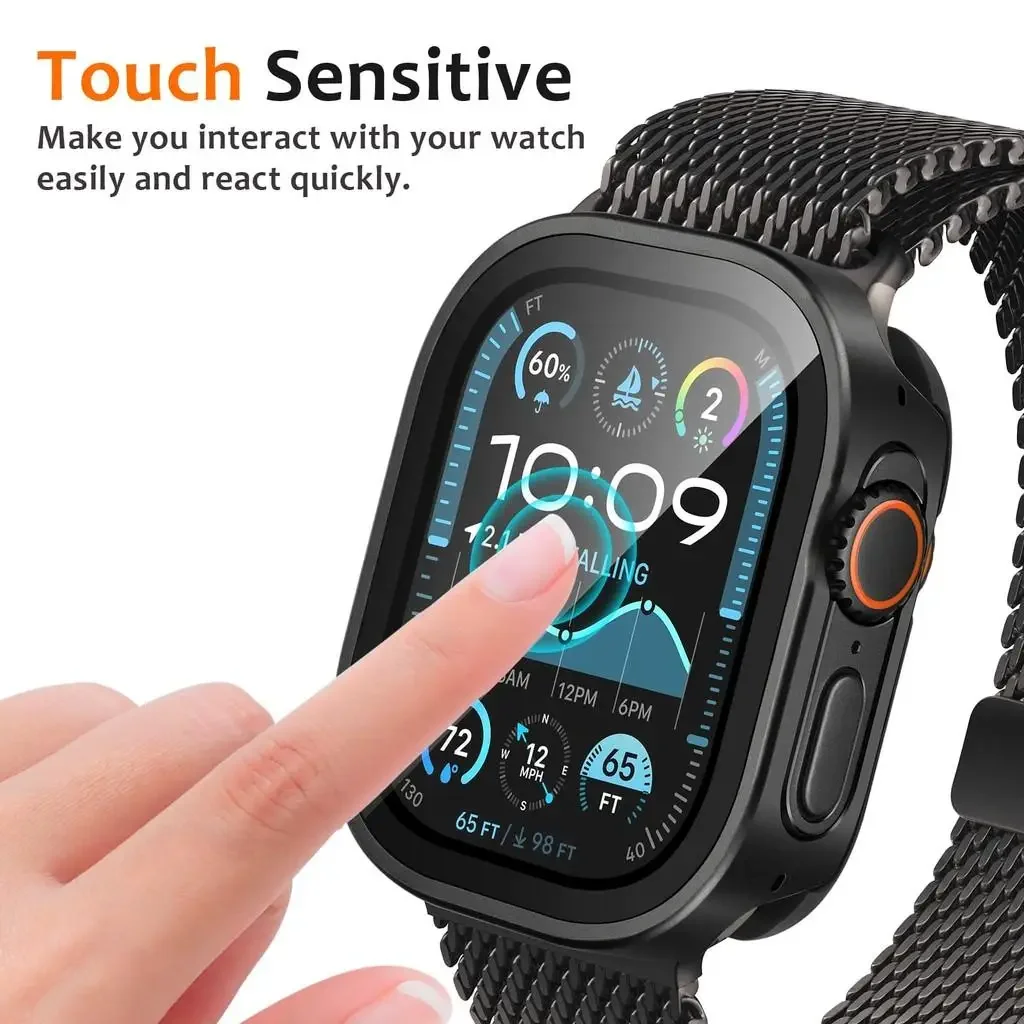 Coque Etui de Protection Apple Watch 4 5 6 7 8 9 10 11 Ultra Métal Verre Trempé – Image 6