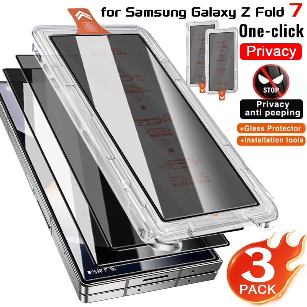 Protecteur d'écran pour Samsung Galaxy Z Fold 7, 1/2/3 pièces, facile à installer, Anti-espion/HD, verre trempé extérieur transparent pour Z Fold7