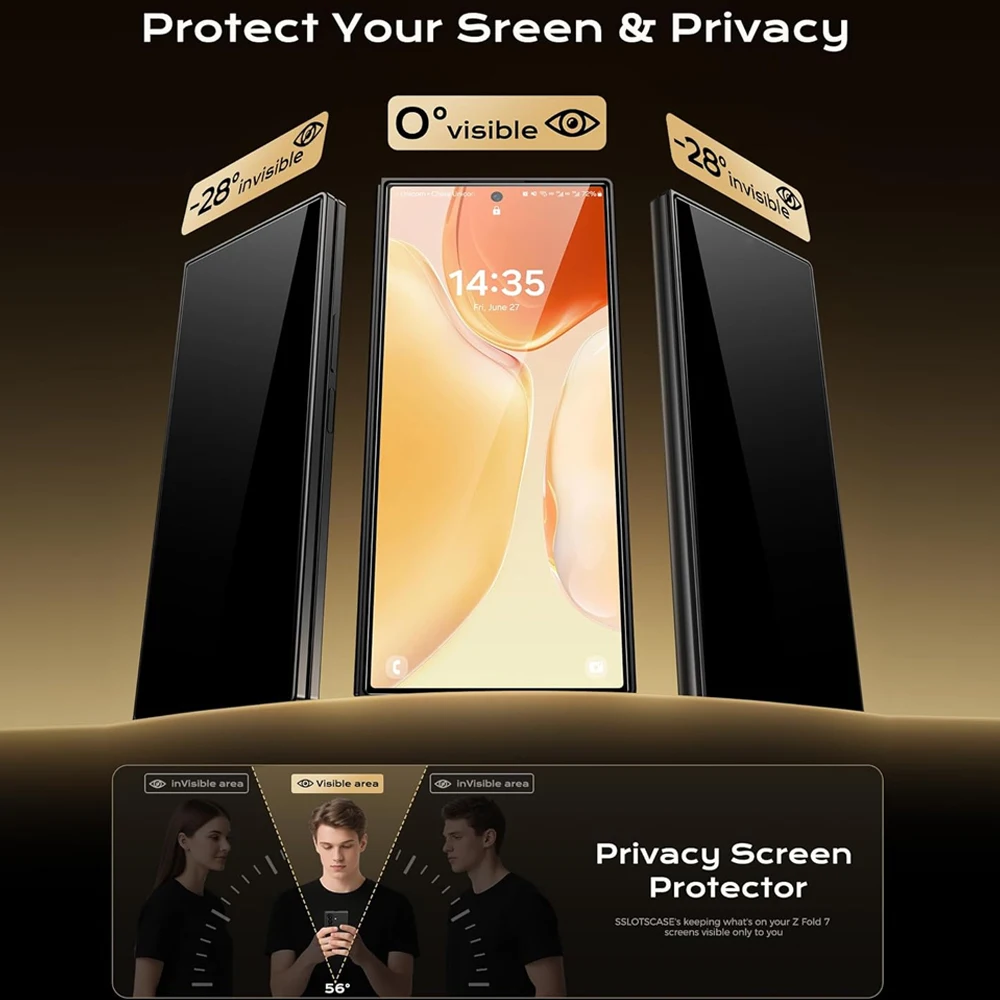 Protecteur d\'écran pour Samsung Galaxy Z Fold 7, 1/2/3 pièces, facile à installer, Anti-espion/HD, verre trempé extérieur transparent pour Z Fold7