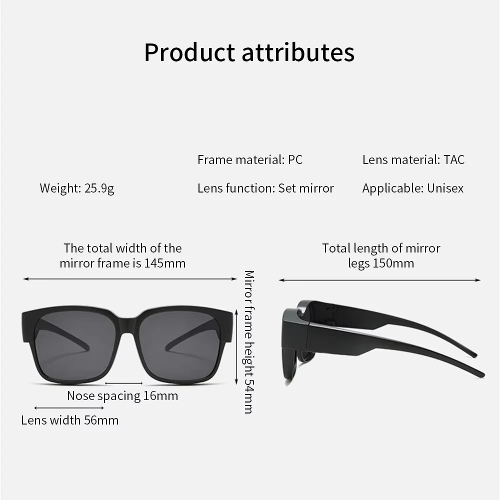 Surlunettes de Soleil Homme Femme pour Lunettes de Correction Vue Polarisées – Image 4