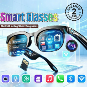 Lunettes Connectées Caméra Audio Bluetooth Traduction IA Conduction Air Micro TF