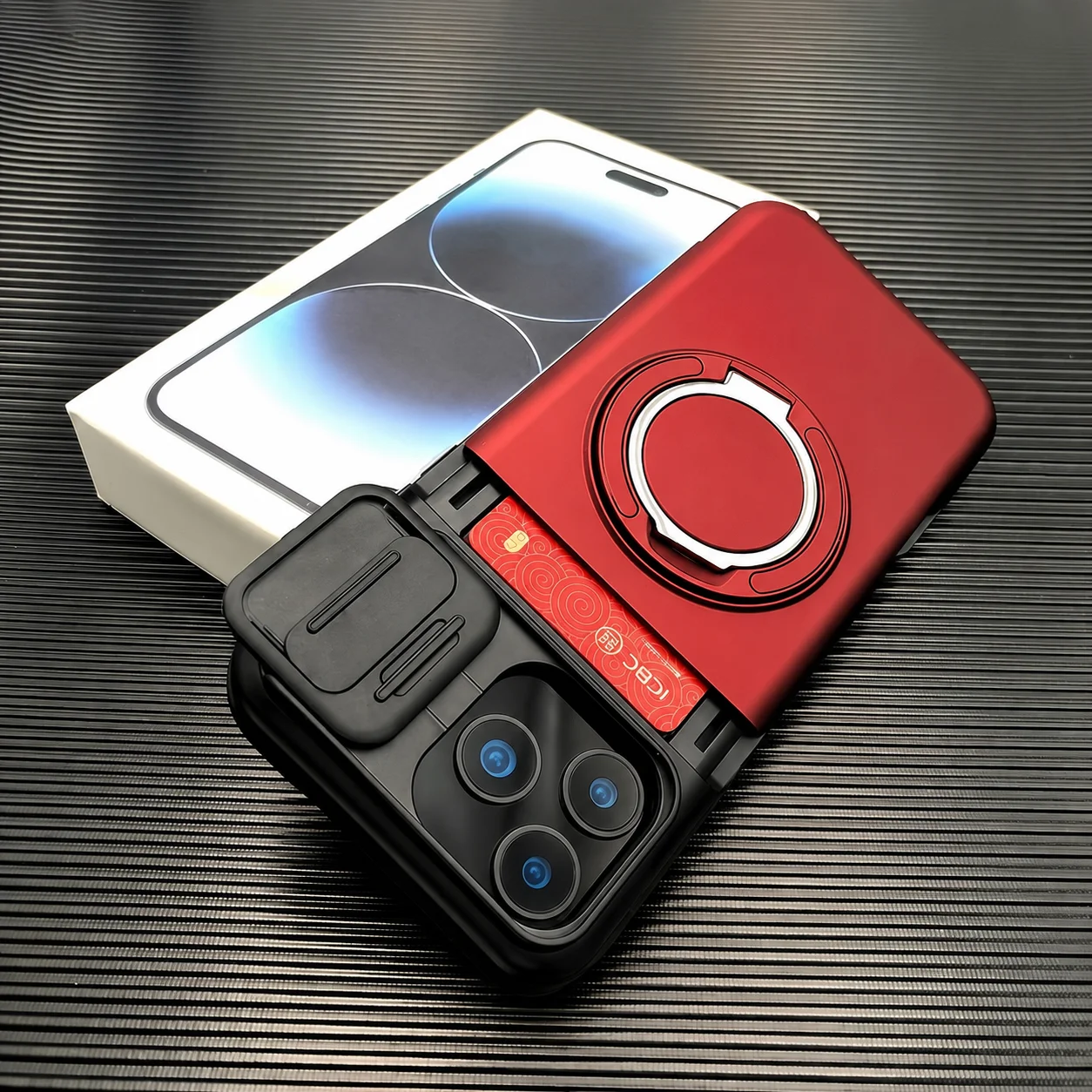 Étui de téléphone robuste avec support magnétique et porte-cartes pour iPhone 17 Pro Max 16 E 15 14 Plus 13 12 11, avec protection coulissante pour l'appareil photo