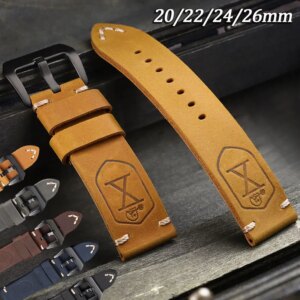 Bracelet de Montre Cuir Véritable 20mm 22mm 24mm 26mm Compatible Panerai Vintage