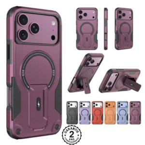 Coque Housse iPhone 18 17 Pro Max MagSafe Anti-choc Charge Sans Fil Béquille