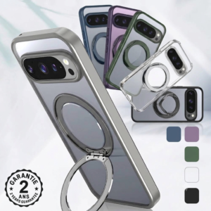 Coque Google Pixel 11 10 9 Pro XL Transparente TPU Anneau Magnétique Pivotant Qi