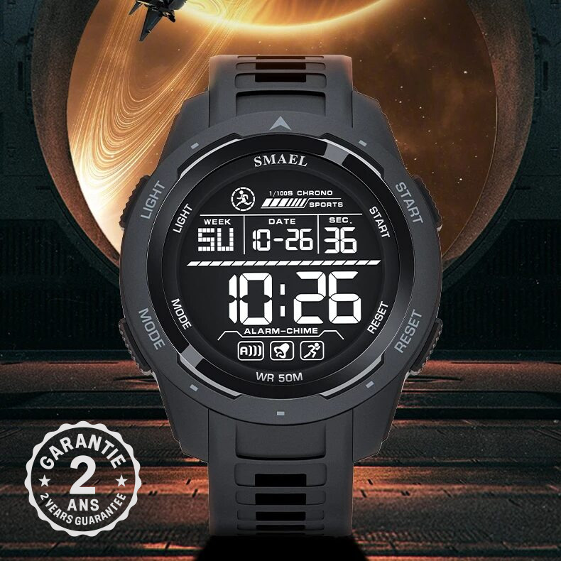 Montre Homme Multifonctions Digital Sport 50M Chronographe Alarme Lumineuse