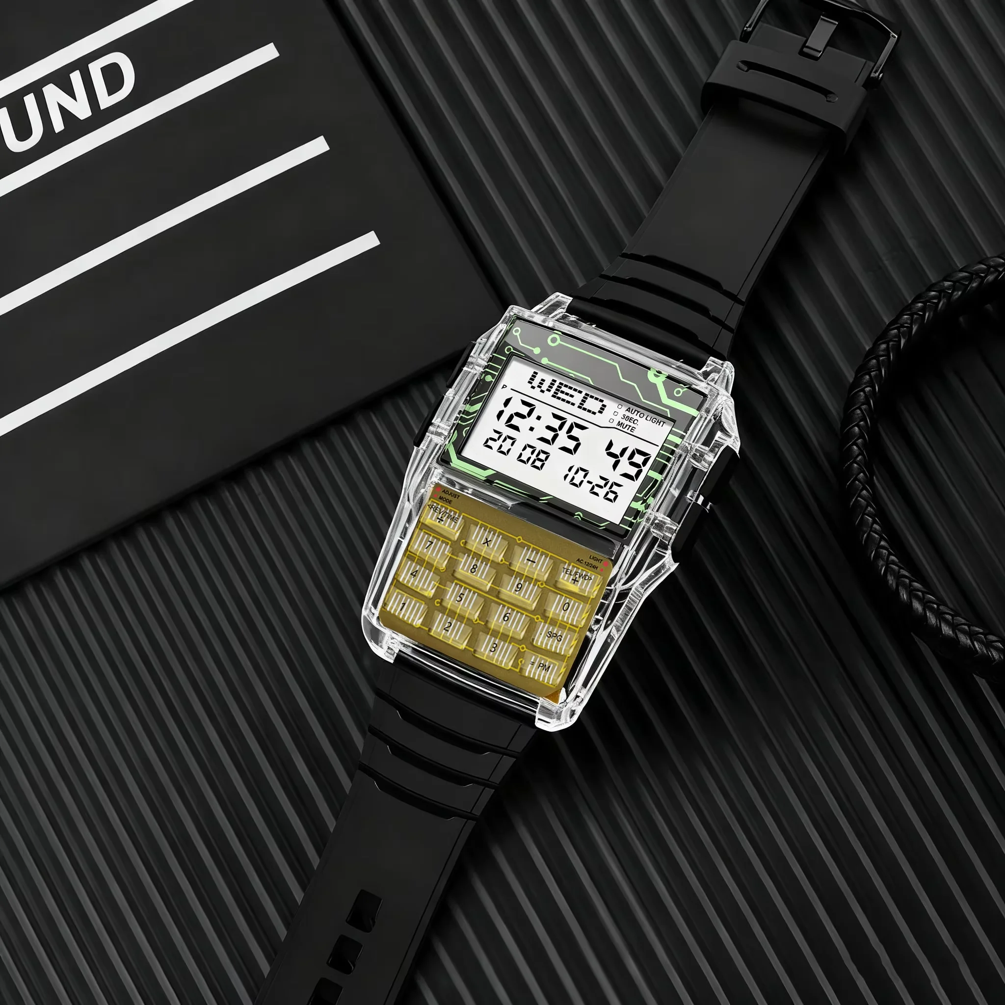Montre Homme Calculatrice Calculette Digital Transparente Bracelet Silicone – Image 3