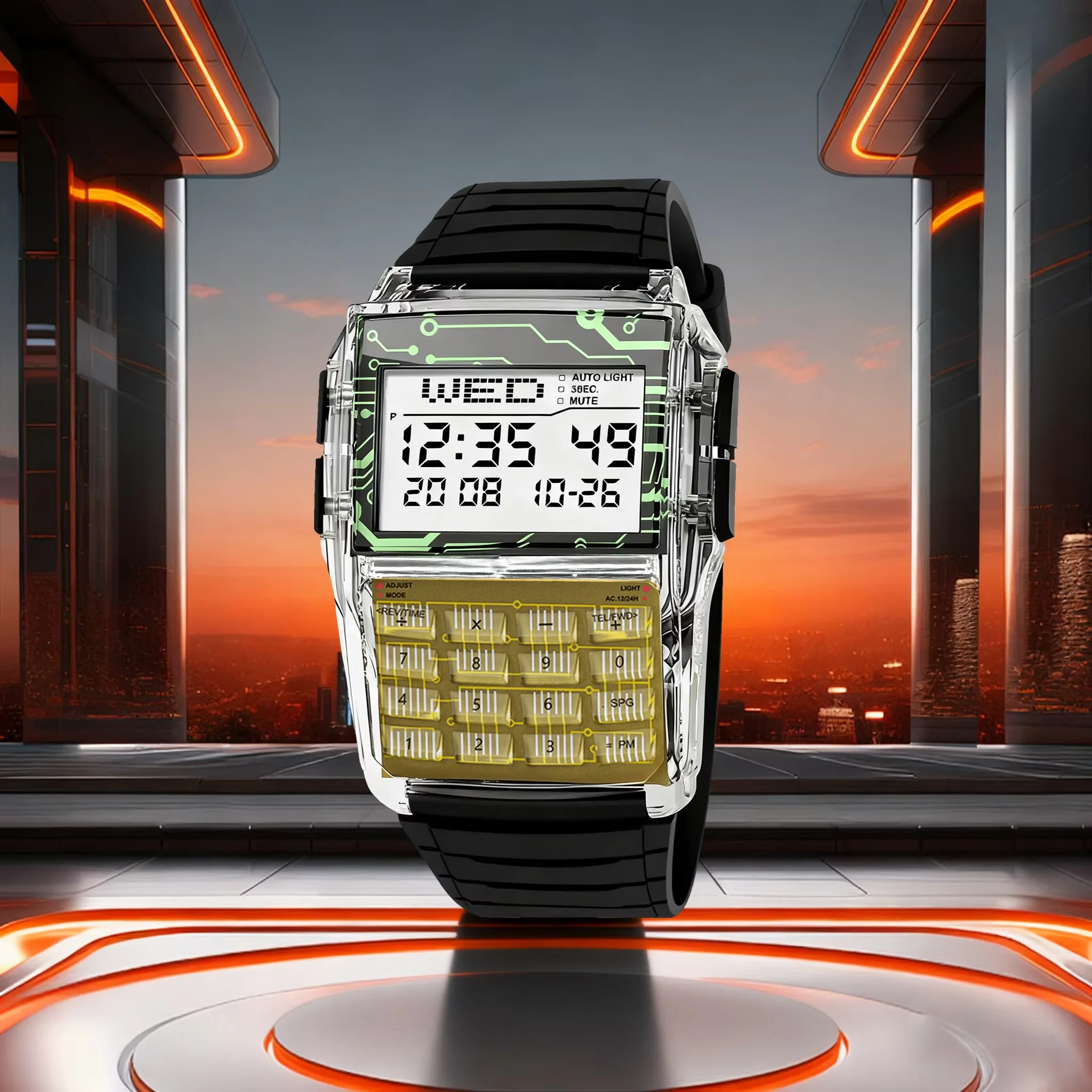 Montre Homme Calculatrice Calculette Digital Transparente Bracelet Silicone – Image 6