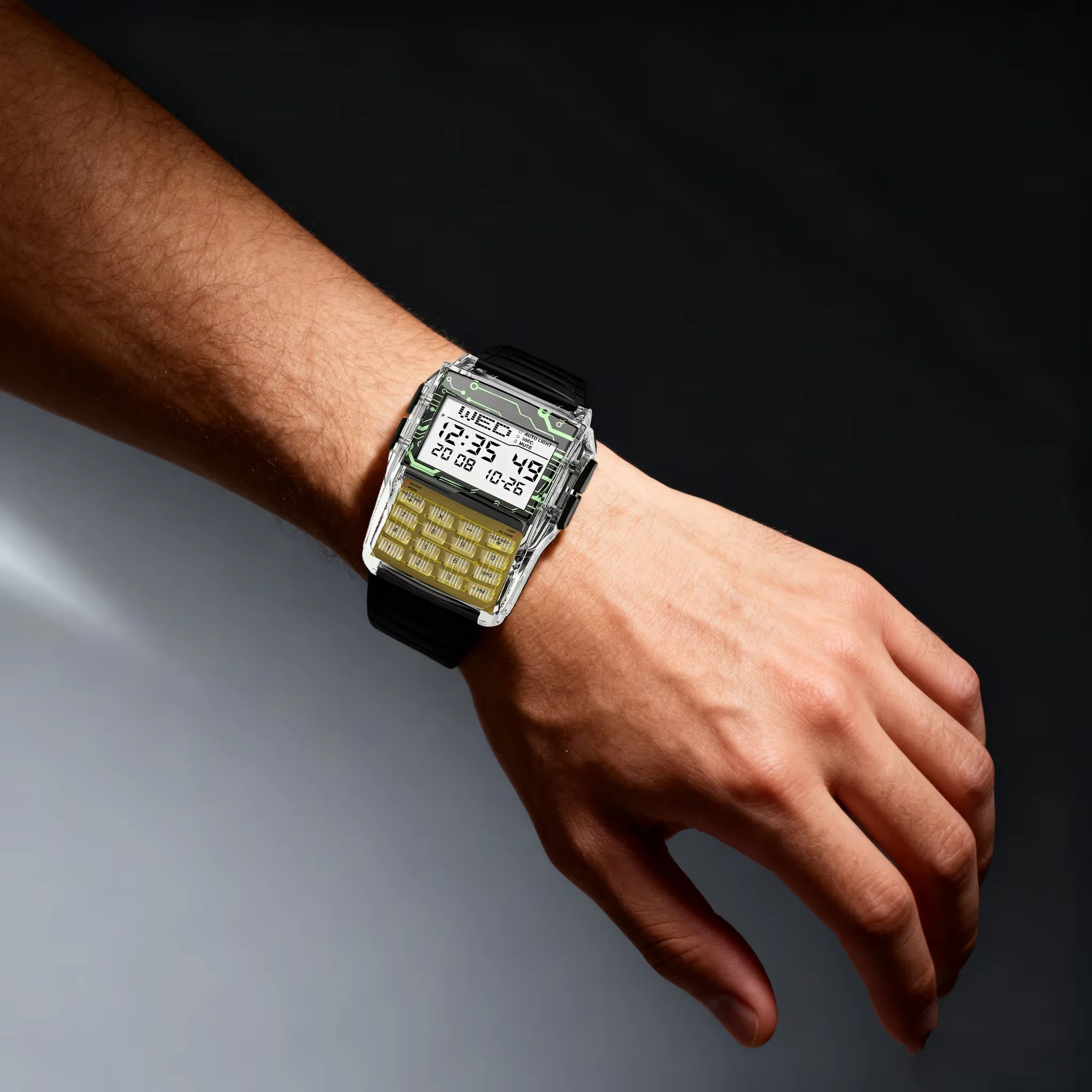 Montre Homme Calculatrice Calculette Digital Transparente Bracelet Silicone – Image 5