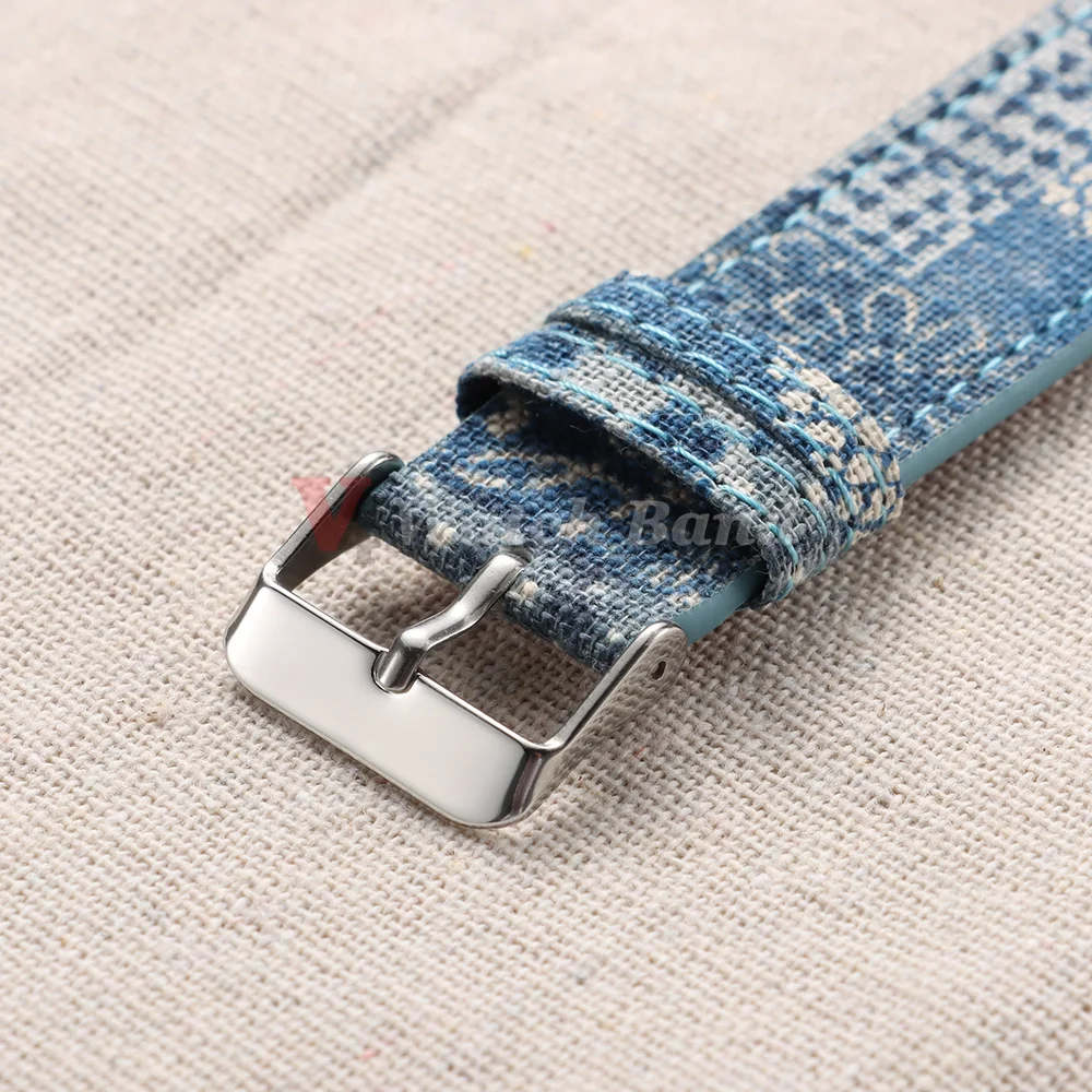 Nouveau style bracelet de montre en nylon et cuir 20mm 22mm texture torsadée bracelet de montre bleu irrégulier accessoires pour hommes et femmes