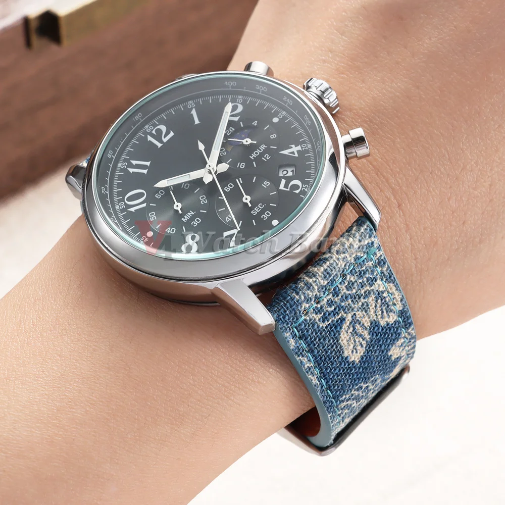 Nouveau style bracelet de montre en nylon et cuir 20mm 22mm texture torsadée bracelet de montre bleu irrégulier accessoires pour hommes et femmes
